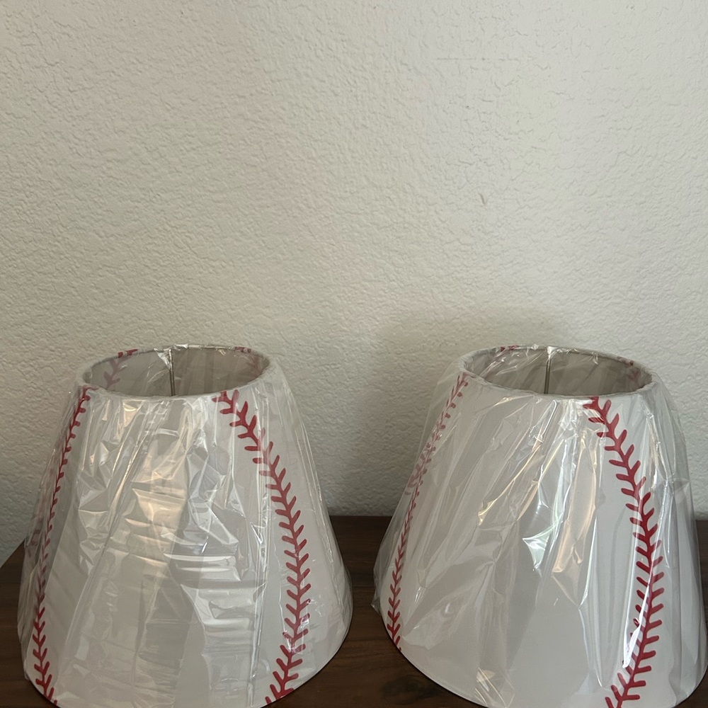 Hobby Lobby White and Red Baseball Stitch Lamp Shade